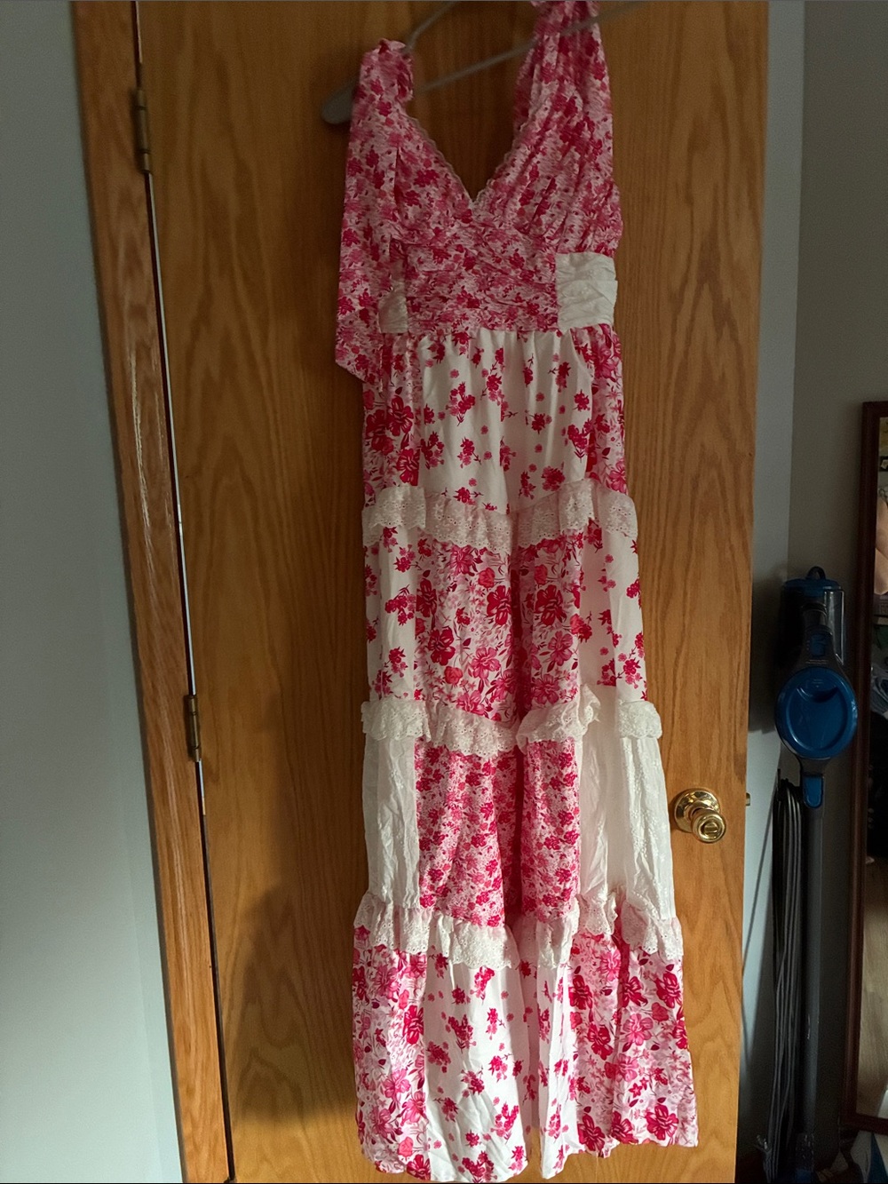 Pink Floral Tiered Maxi Dress
